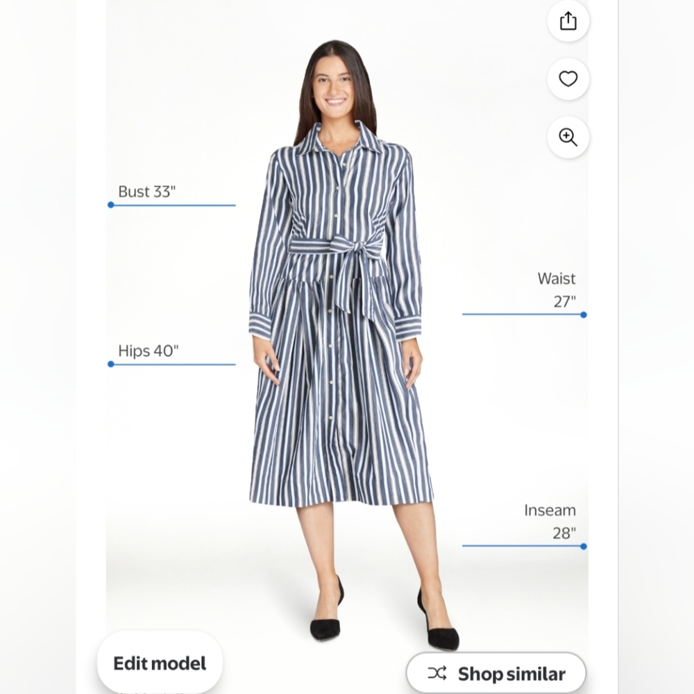 Free Assembly Striped Drop Waist Long Sleeve Dress XL - Picture 2 of 7
